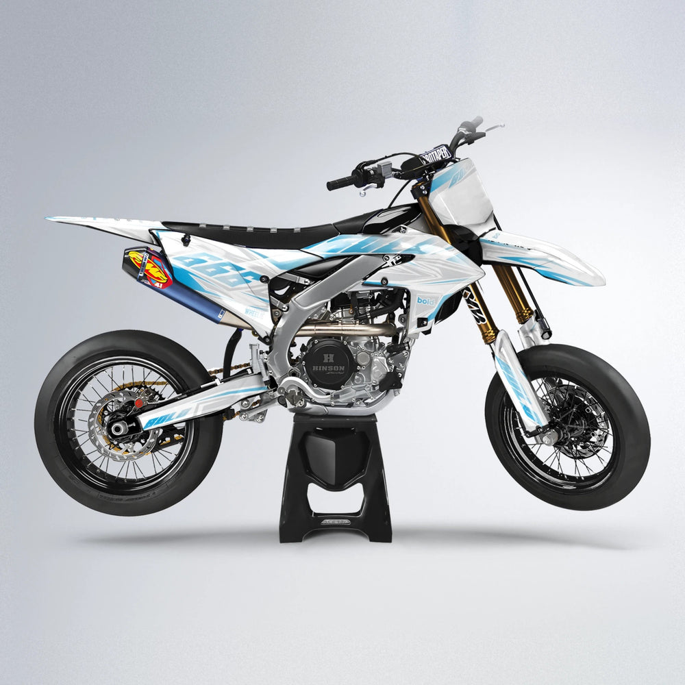 EKKE Yamaha YZF SM supermoto graphics kit in Light Blue & White