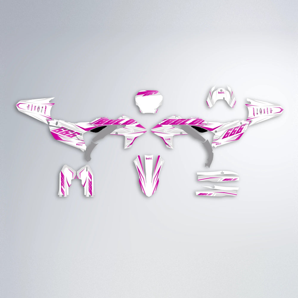 EKKE Yamaha YZF SM graphics kit parts layout in Pink
