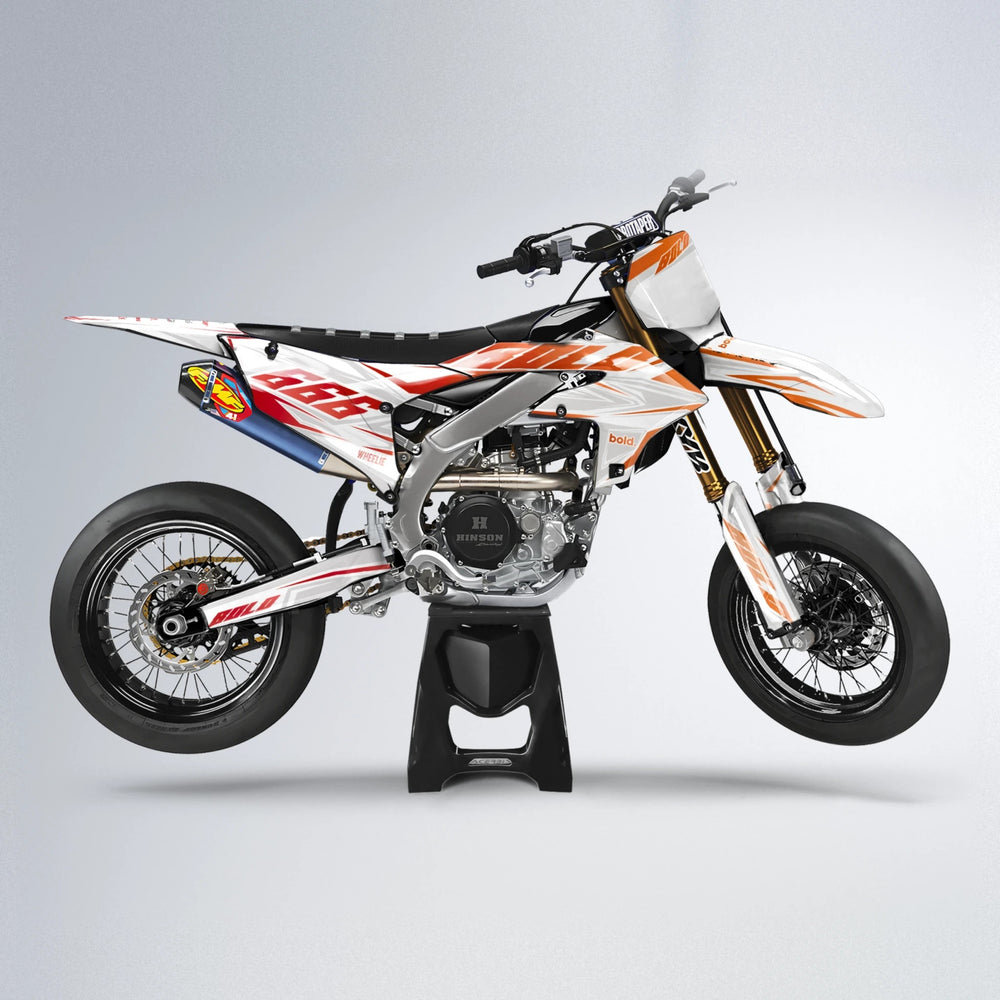 EKKE Yamaha YZF SM supermoto graphics kit in Red & Orange