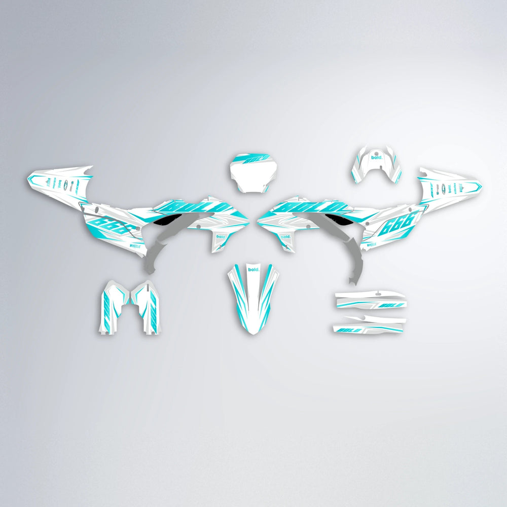 EKKE Yamaha YZF SM graphics kit parts layout in Teal