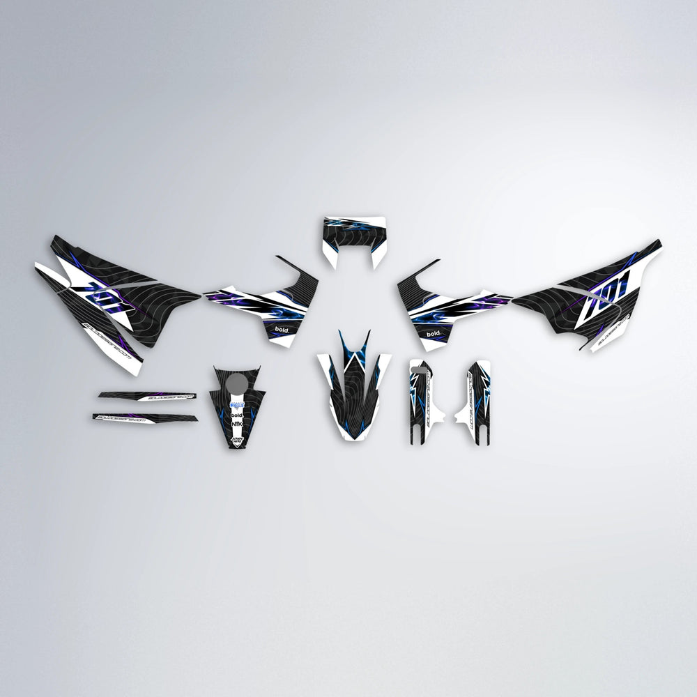 ELECTRA Husqvarna 701 graphics kit parts layout in Blue Purple Fade