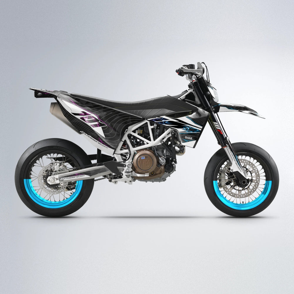ELECTRA Husqvarna 701 supermoto graphics kit in Pink & Light Blue