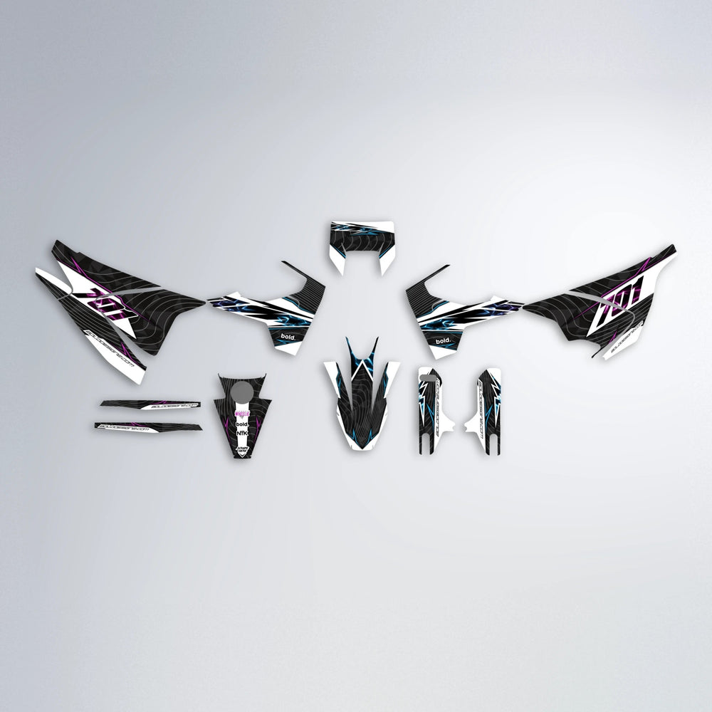 ELECTRA Husqvarna 701 graphics kit parts layout in Pink & Light Blue