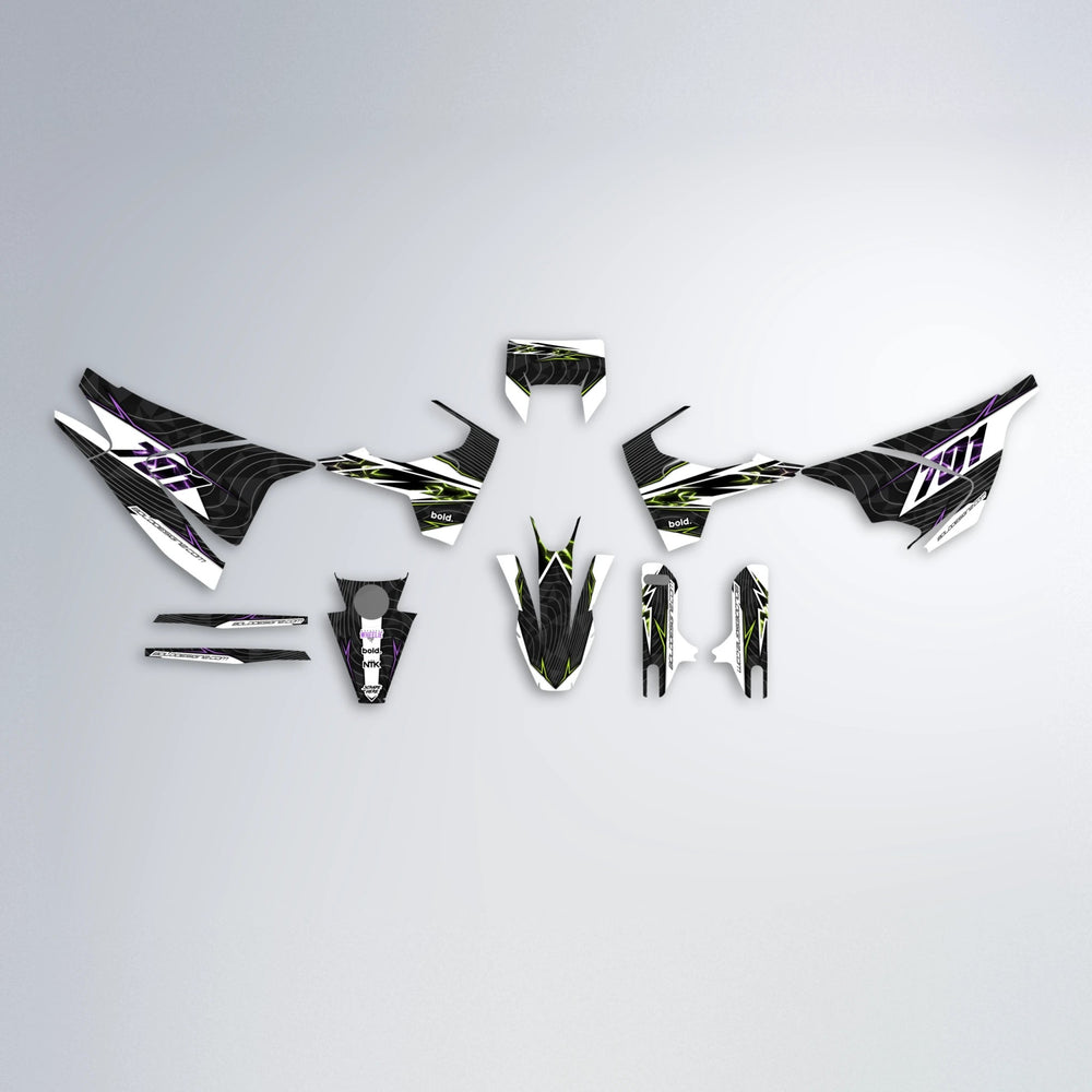 ELECTRA Husqvarna 701 graphics kit parts layout in Purple & Yellow