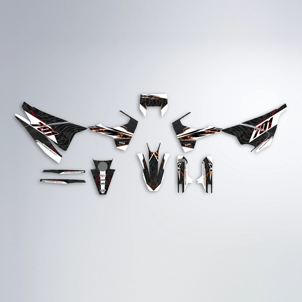 ELECTRA Husqvarna 701 graphics kit parts layout in Red & Orange