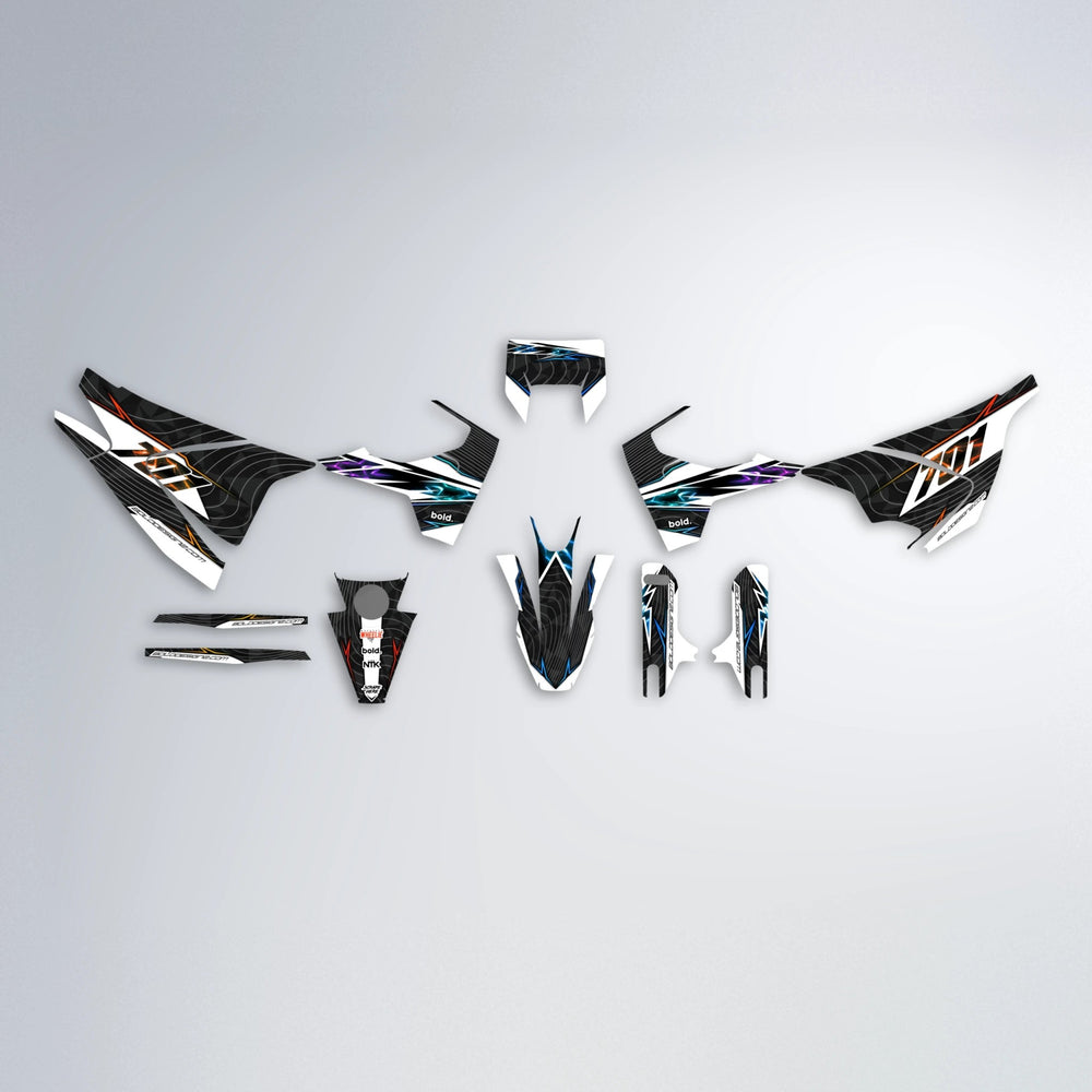 ELECTRA Husqvarna 701 graphics kit parts layout in Sunset Fade
