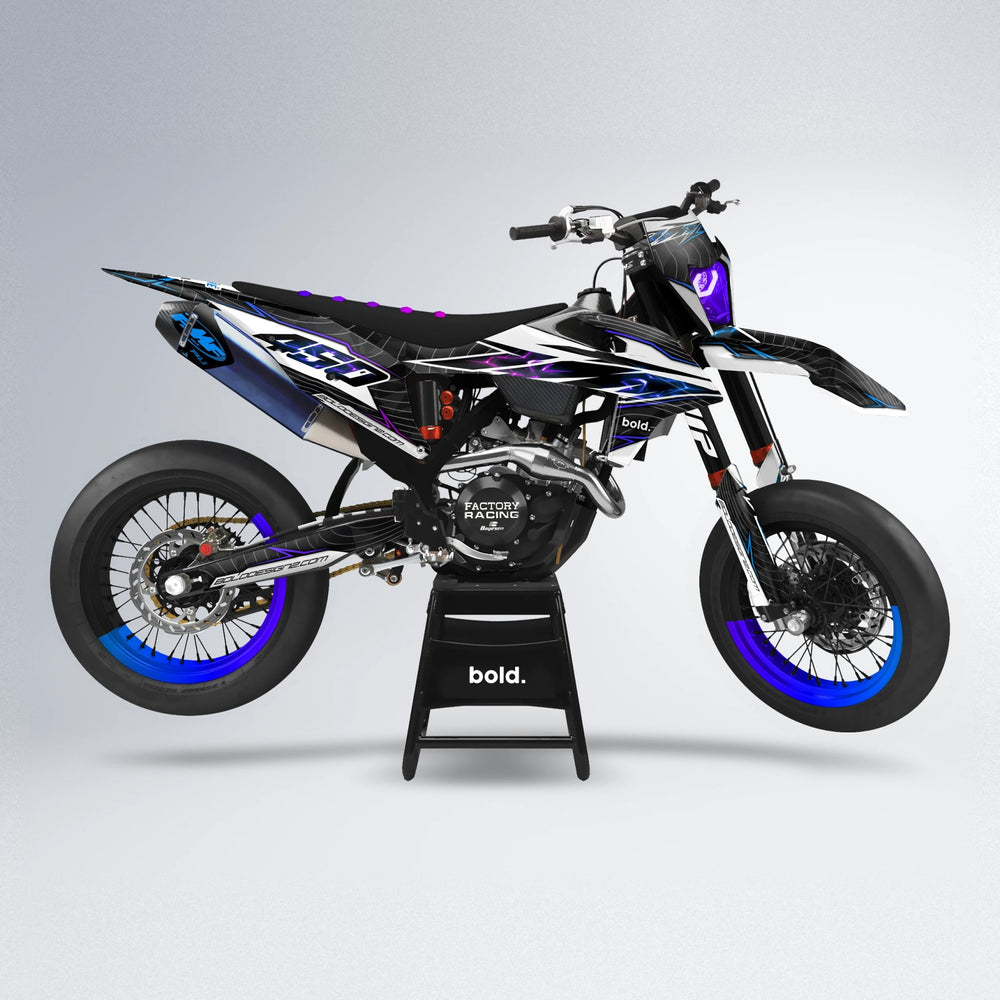 ELECTRA supermoto graphics kit in Blue Purple Fade