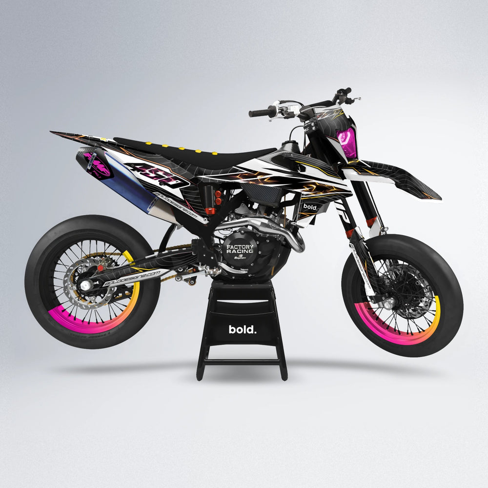 ELECTRA supermoto graphics kit in Pink & Yellow