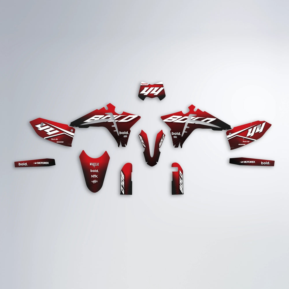 EMBER Fantic graphics kit parts layout in Black & Red