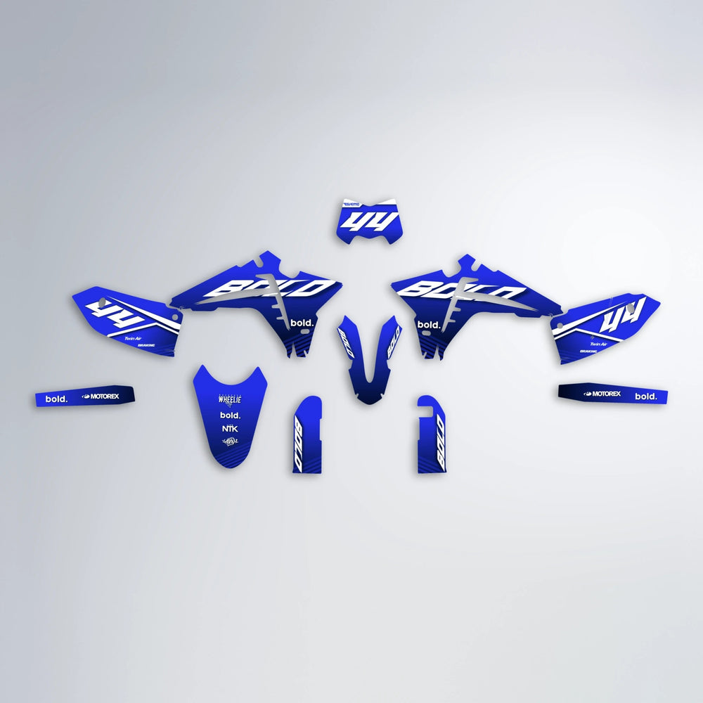EMBER Fantic graphics kit parts layout in Blue