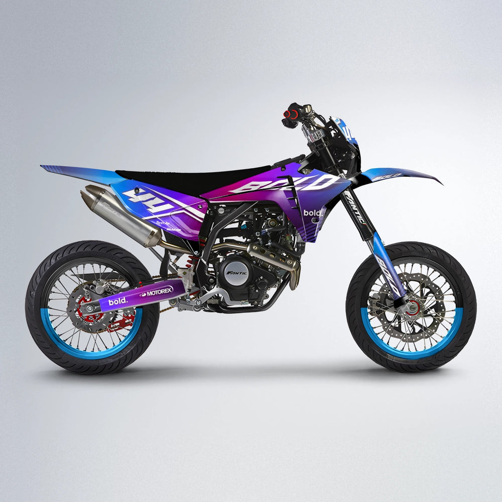 EMBER Fantic supermoto graphics kit in Blue Purple Fade