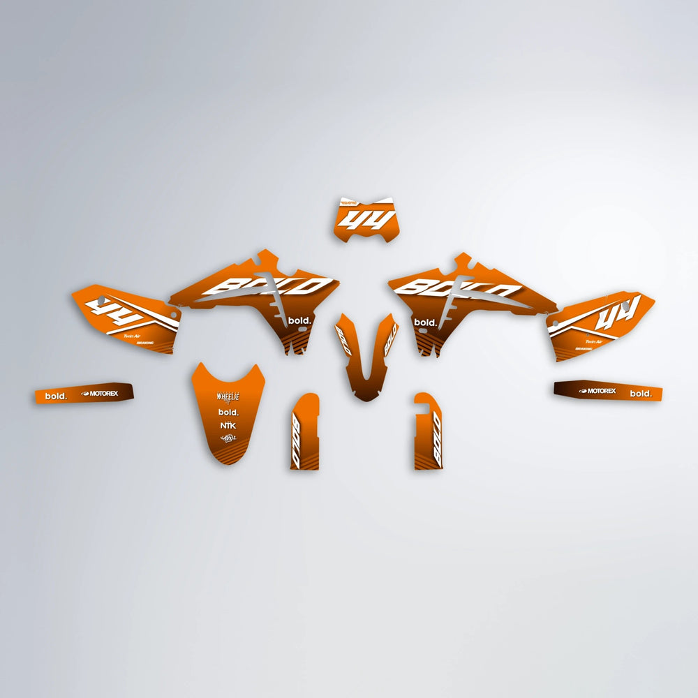 EMBER Fantic graphics kit parts layout in Orange