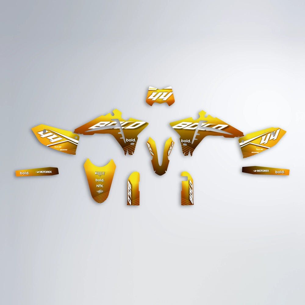 EMBER Fantic graphics kit parts layout in Orange & Yellow