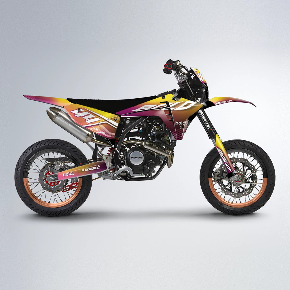 EMBER Fantic supermoto graphics kit in Pink & Yellow
