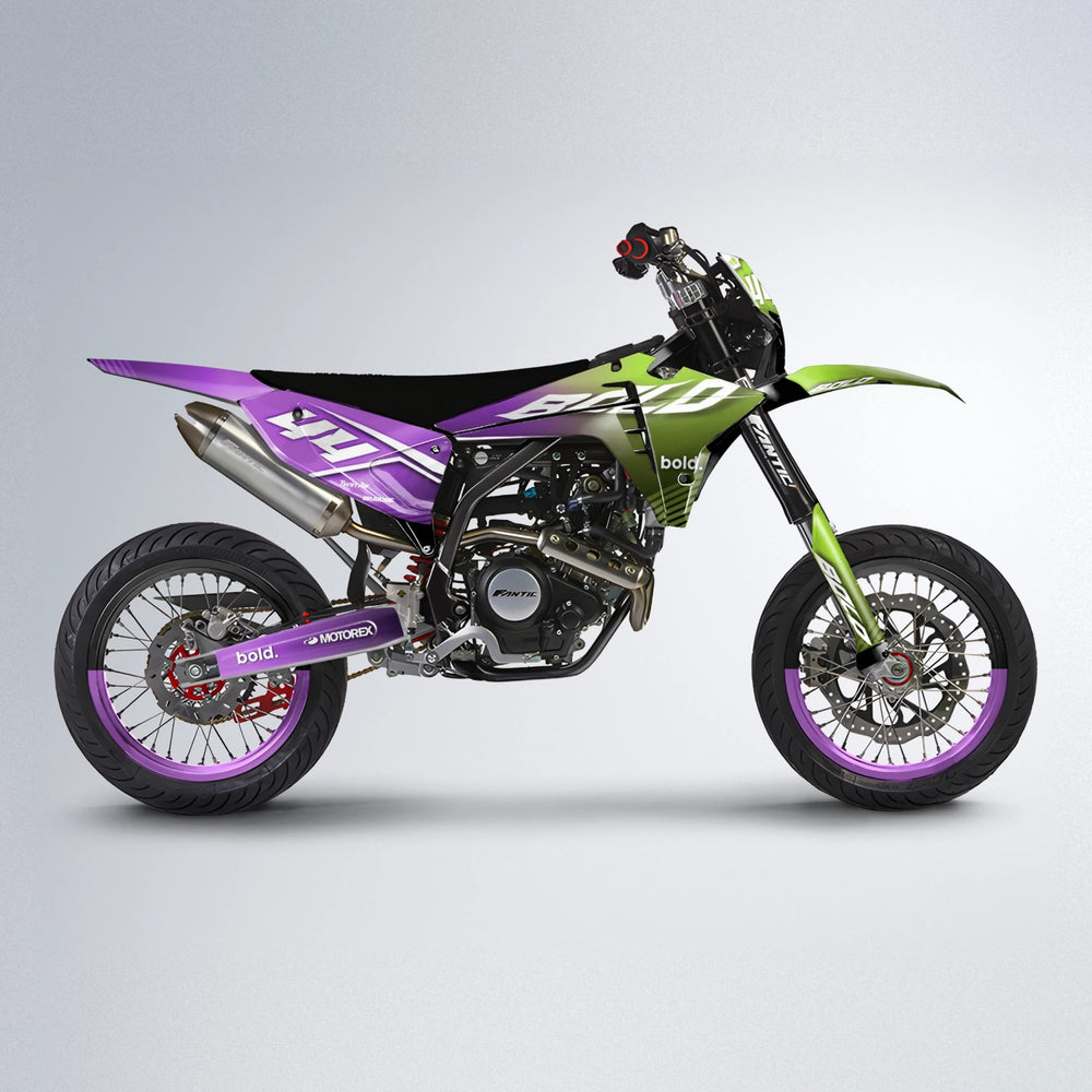 EMBER Fantic supermoto graphics kit in Purple & Yellow