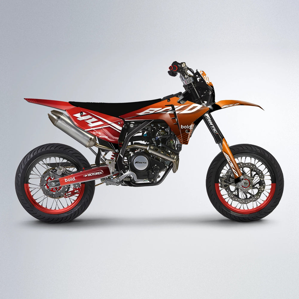 EMBER Fantic supermoto graphics kit in Red & Orange