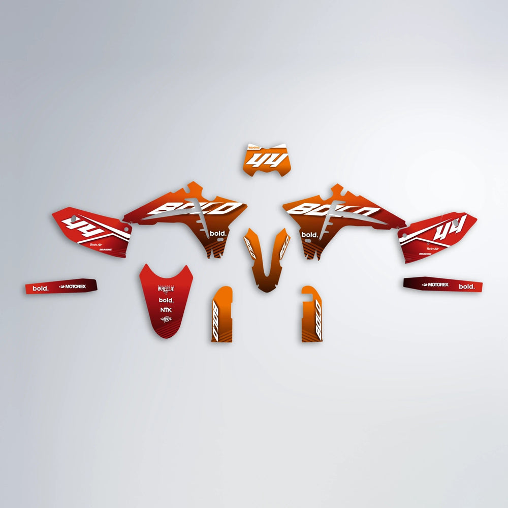 EMBER Fantic graphics kit parts layout in Red & Orange