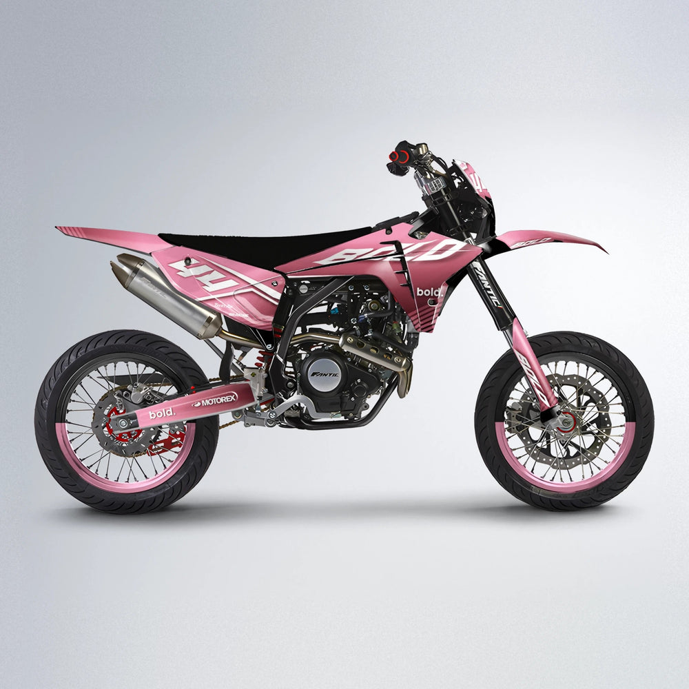 EMBER Fantic supermoto graphics kit in Sakura Pink