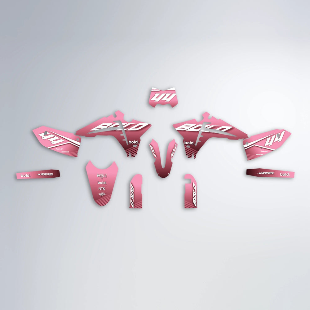 EMBER Fantic graphics kit parts layout in Sakura Pink