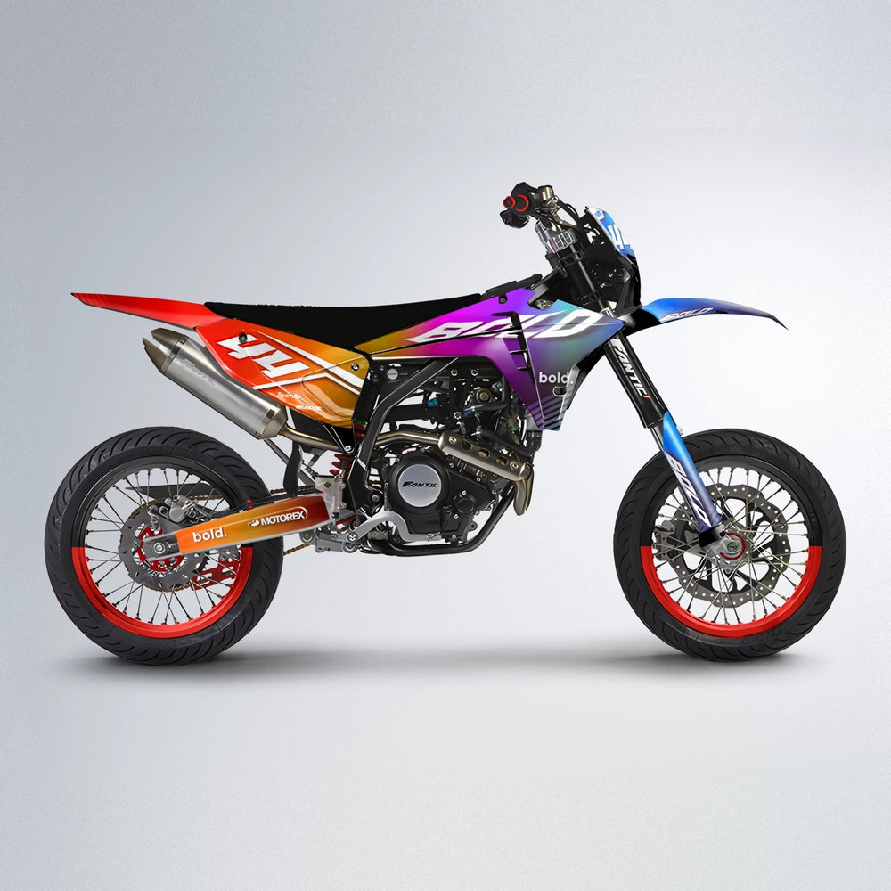EMBER Fantic supermoto graphics kit in Sunset Fade