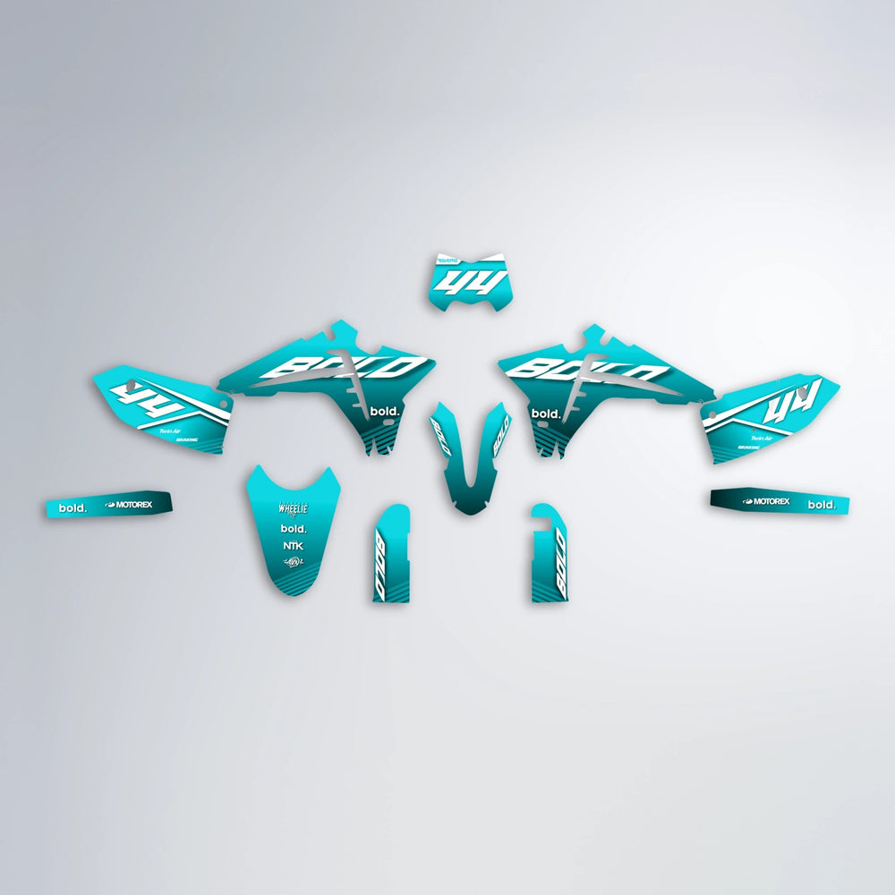 EMBER Fantic graphics kit parts layout in Teal