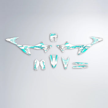 EMPIRE Stark Varg MX graphics kit parts layout in Teal