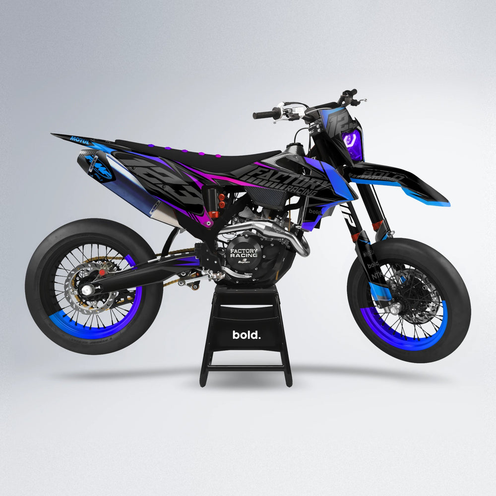 ENEMY supermoto graphics kit in Blue Purple Fade