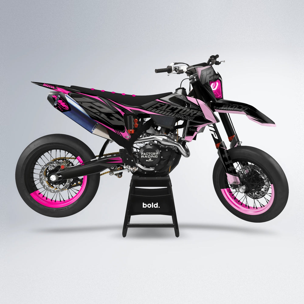 ENEMY supermoto graphics kit in Flamingo