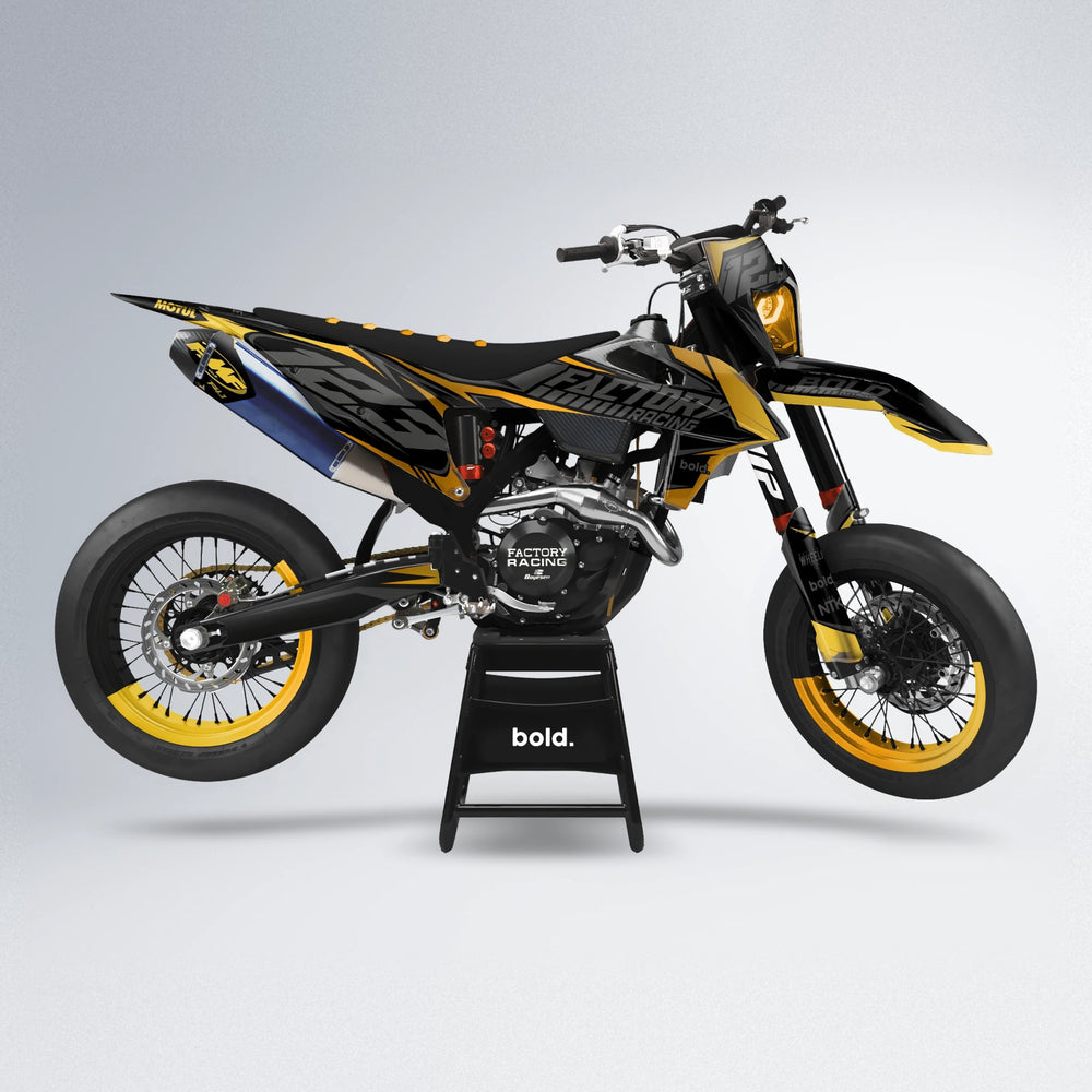 ENEMY supermoto graphics kit in Gold Chrome
