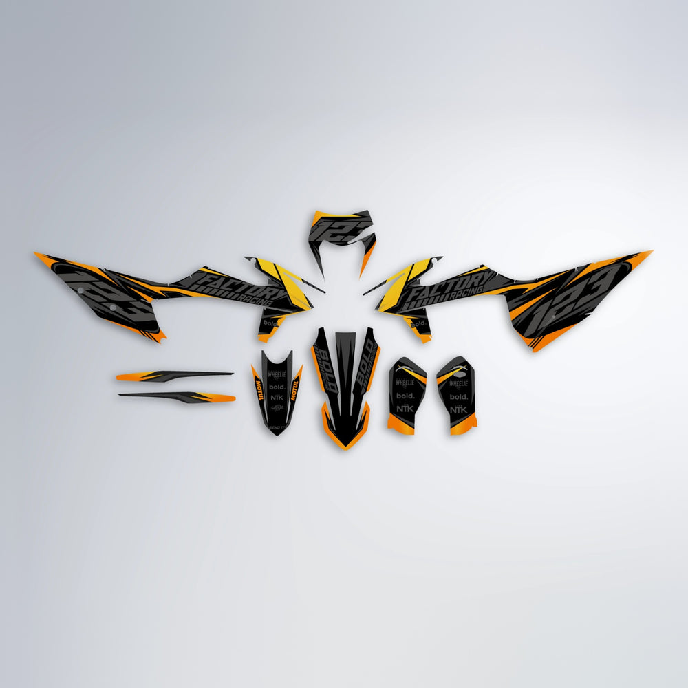 ENEMY graphics kit parts layout in Orange & Yellow