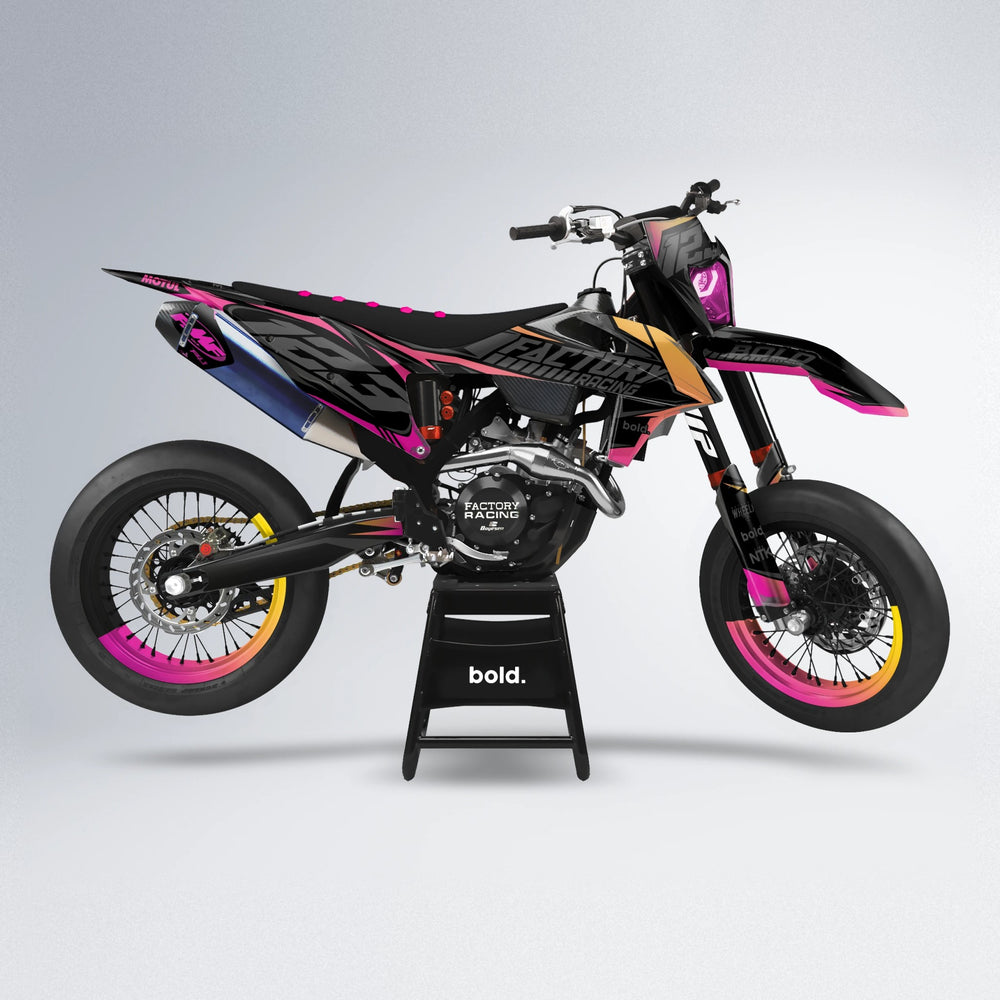 ENEMY supermoto graphics kit in Pink & Yellow