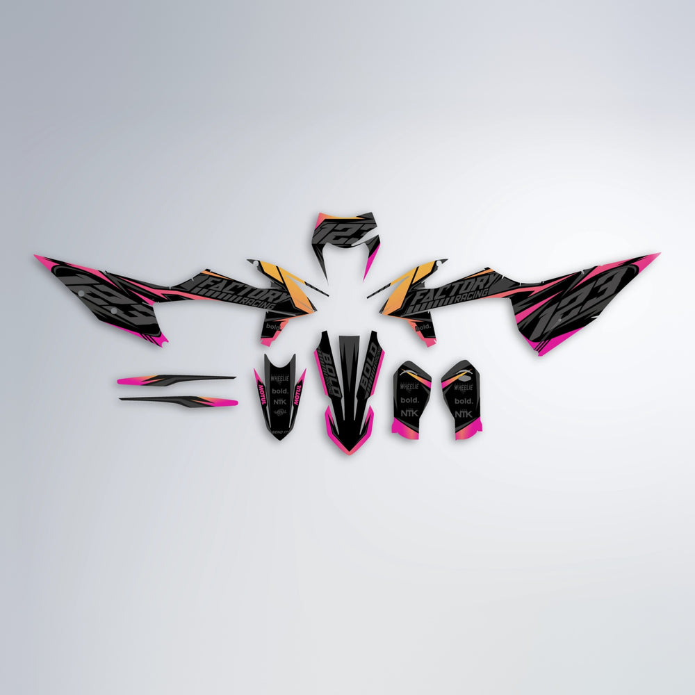 ENEMY graphics kit parts layout in Pink & Yellow