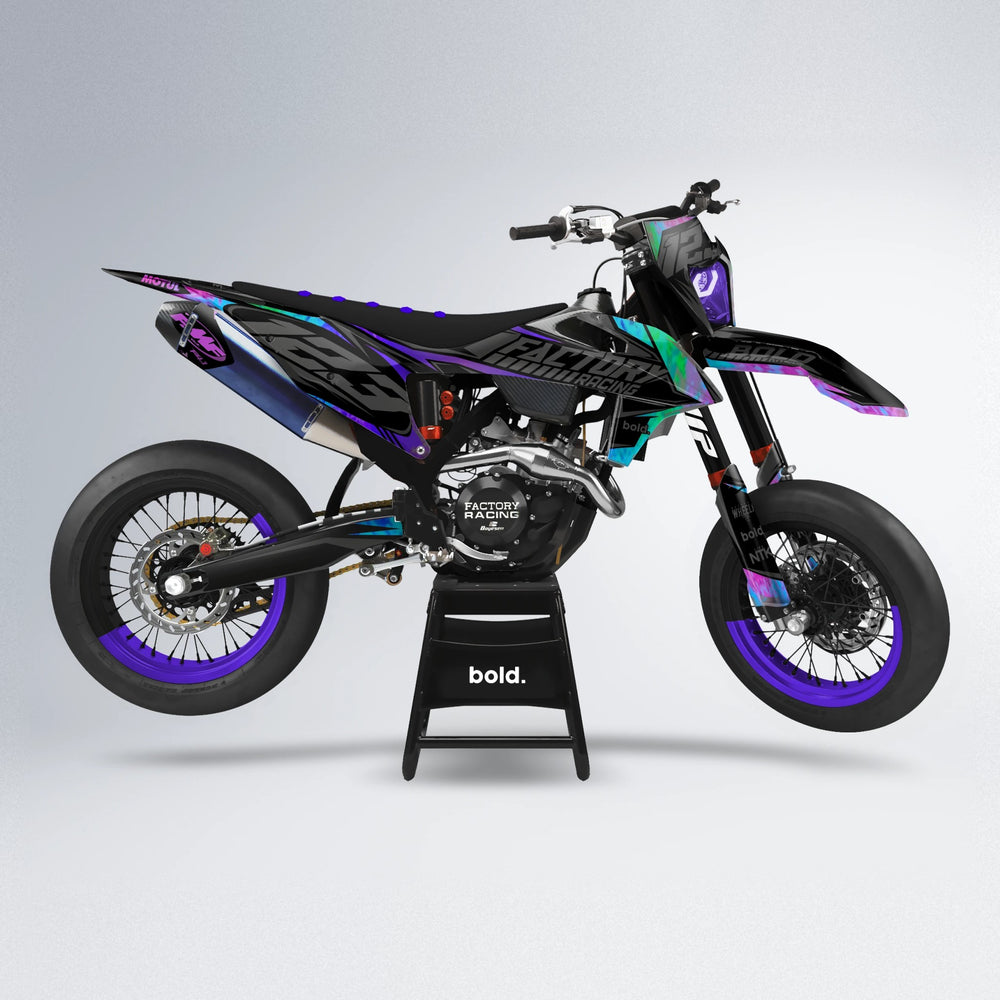 ENEMY supermoto graphics kit in Purple Holo