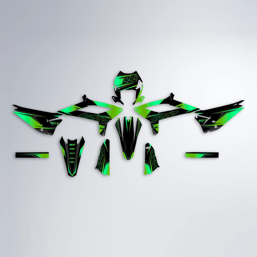 EVO Beta graphics kit parts layout in Green