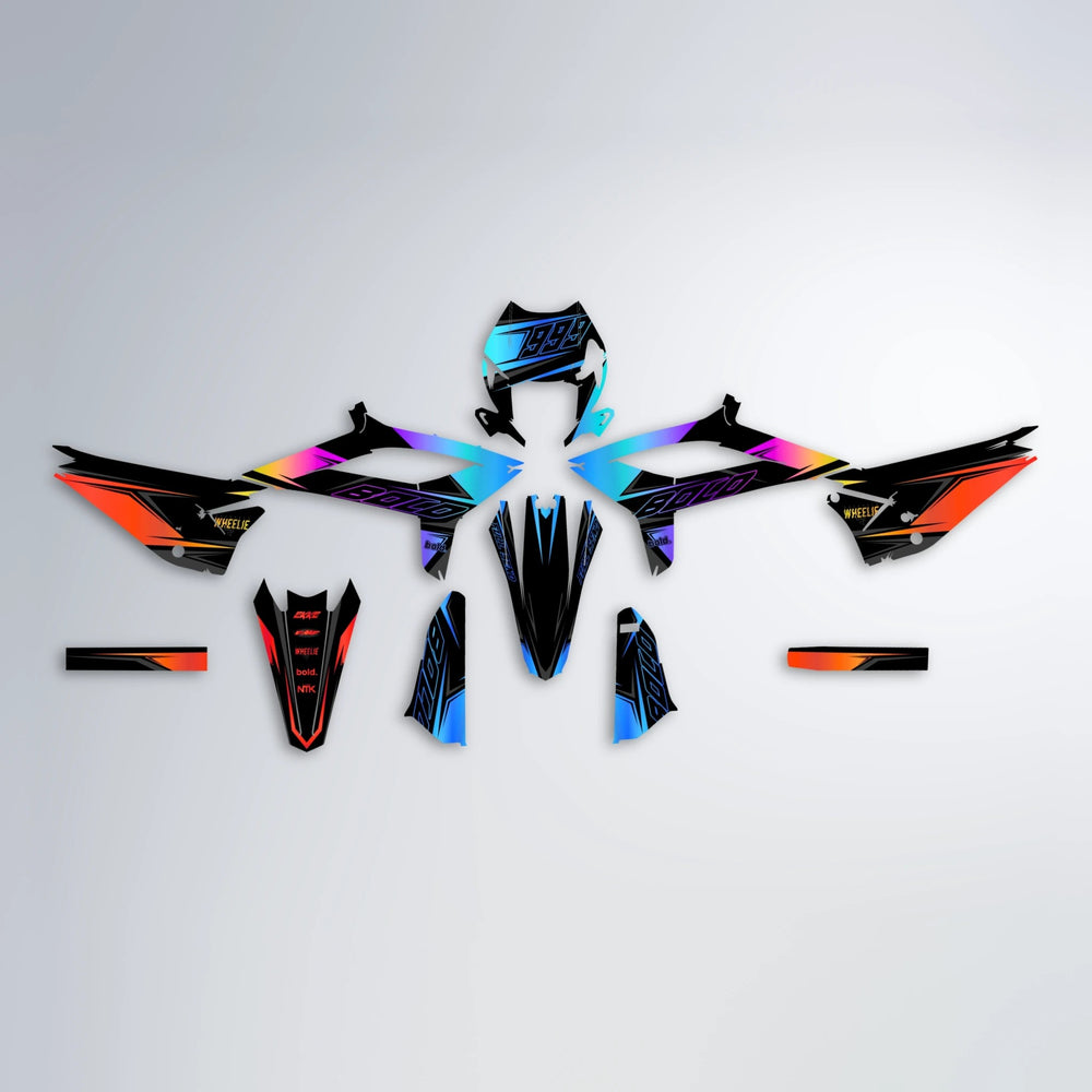 EVO Beta graphics kit parts layout in Sunset Fade