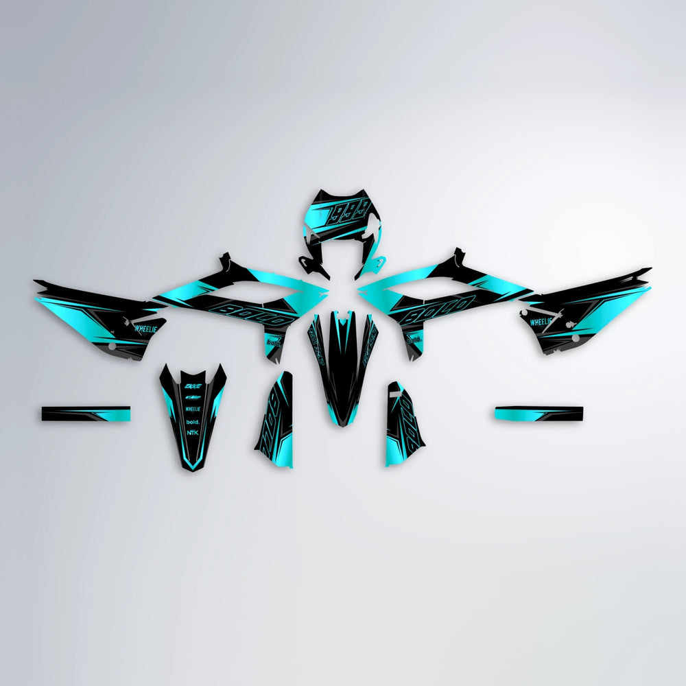 EVO Beta graphics kit parts layout in Teal