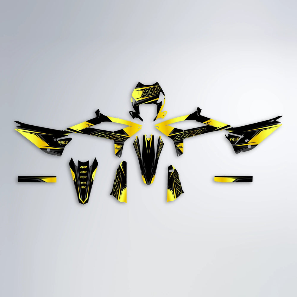 EVO Beta graphics kit parts layout in Yellow
