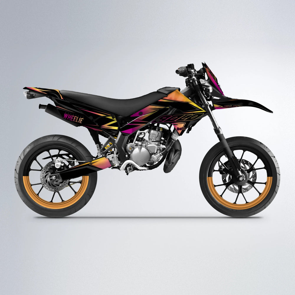 EVO Derbi Senda supermoto graphics kit in Pink & Yellow