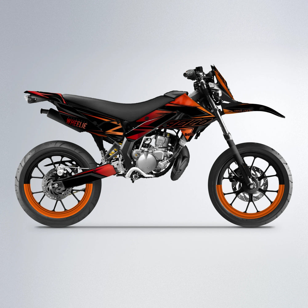 EVO Derbi Senda supermoto graphics kit in Red & Orange