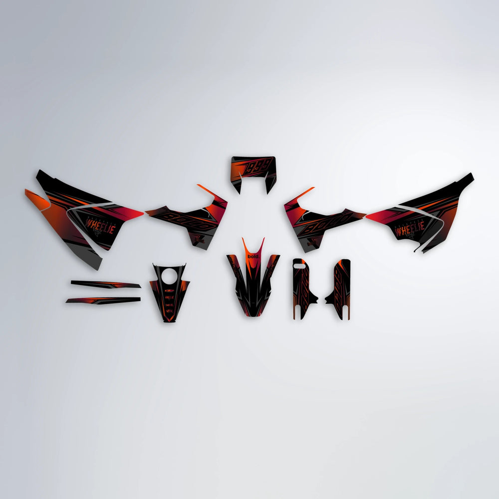 EVO Husqvarna 701 graphics kit parts layout in Black & Red