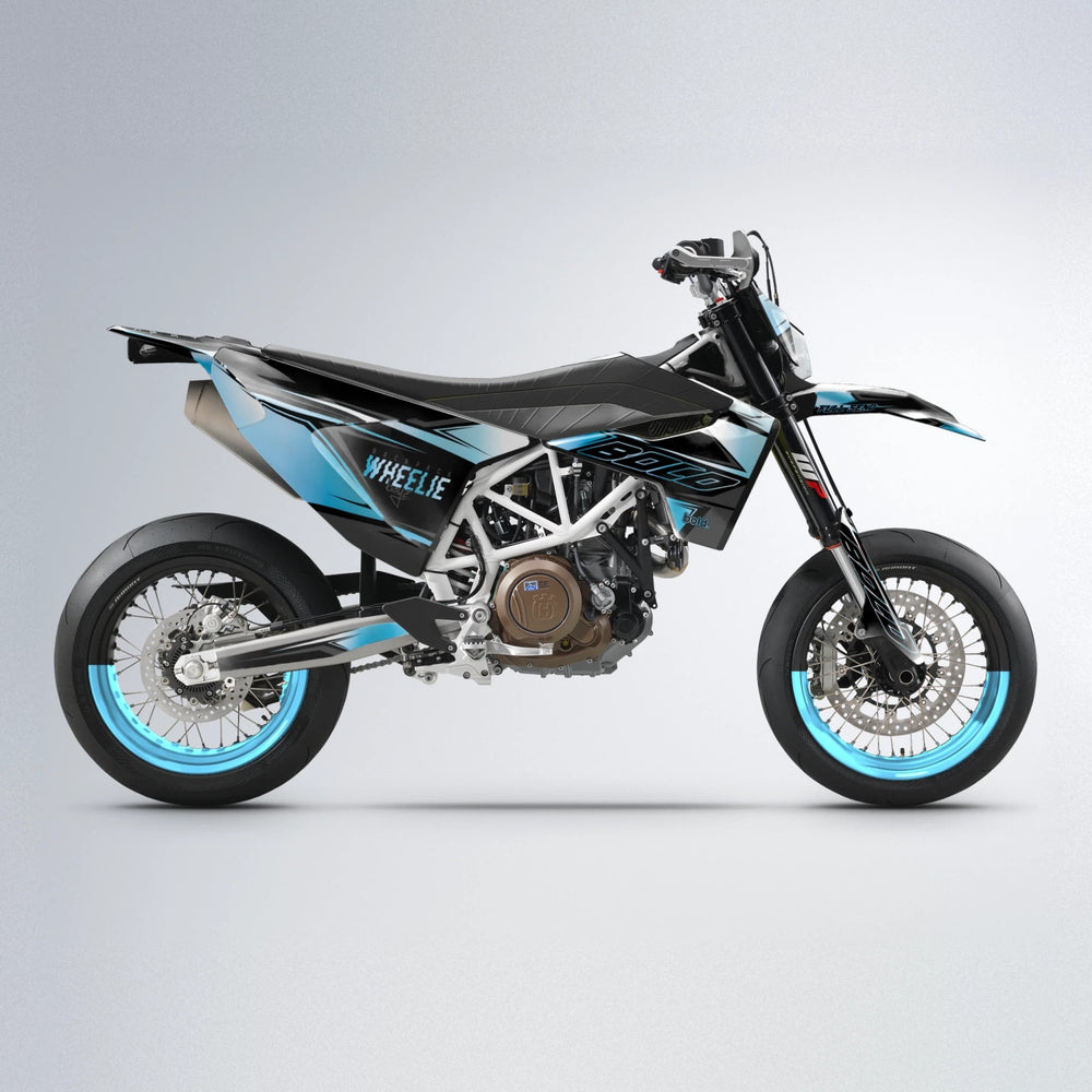 EVO Husqvarna 701 supermoto graphics kit in Light Blue & White