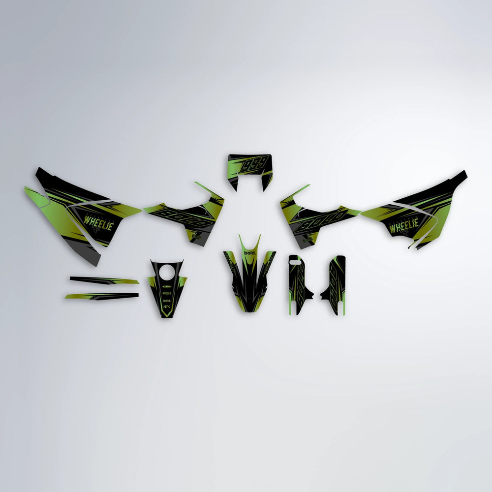 EVO Husqvarna 701 graphics kit parts layout in Olive