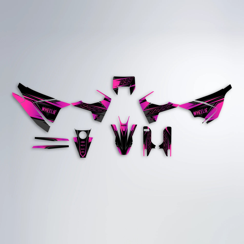 EVO Husqvarna 701 graphics kit parts layout in Pink