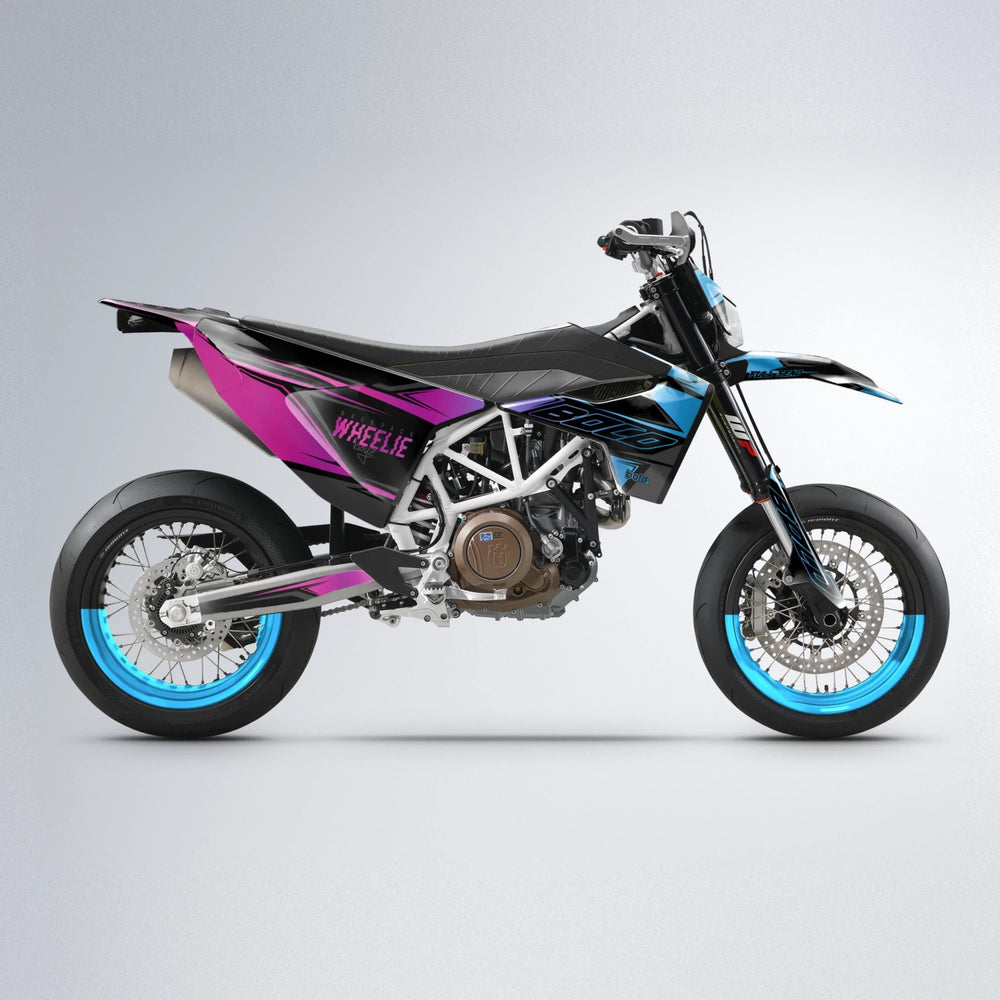 EVO Husqvarna 701 supermoto graphics kit in Pink & Light Blue