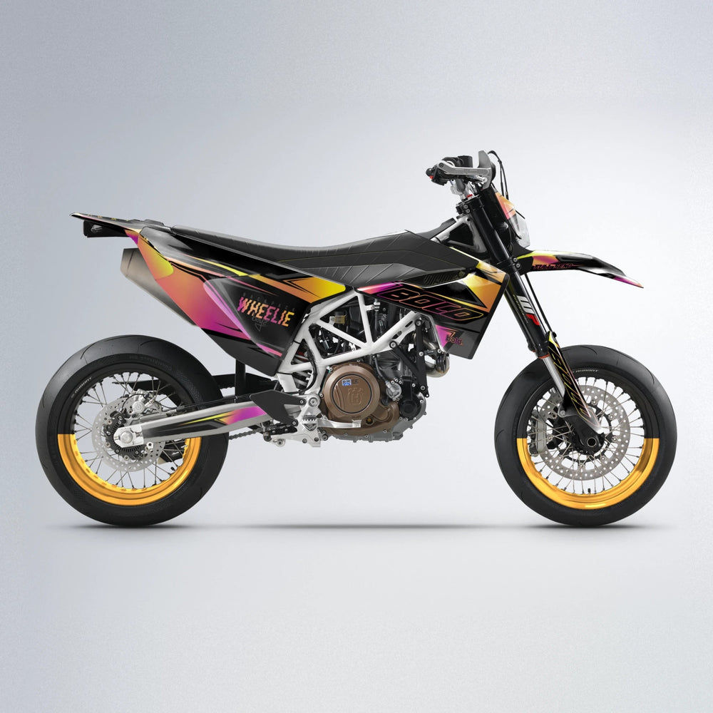 EVO Husqvarna 701 supermoto graphics kit in Pink & Yellow
