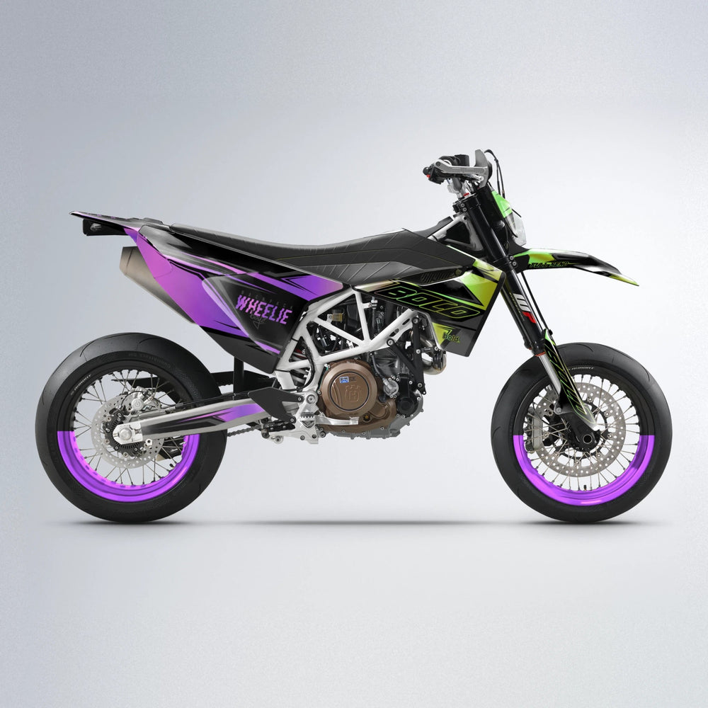EVO Husqvarna 701 supermoto graphics kit in Purple & Yellow