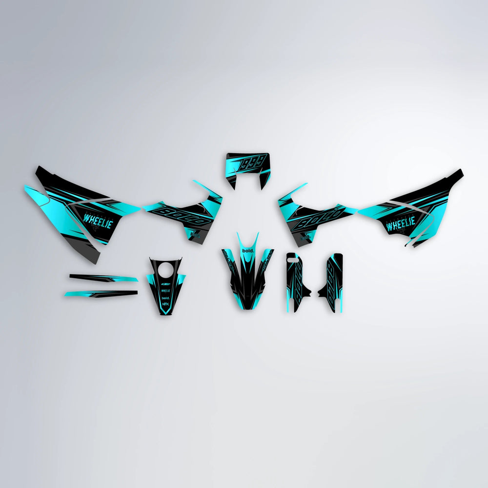 EVO Husqvarna 701 graphics kit parts layout in Teal