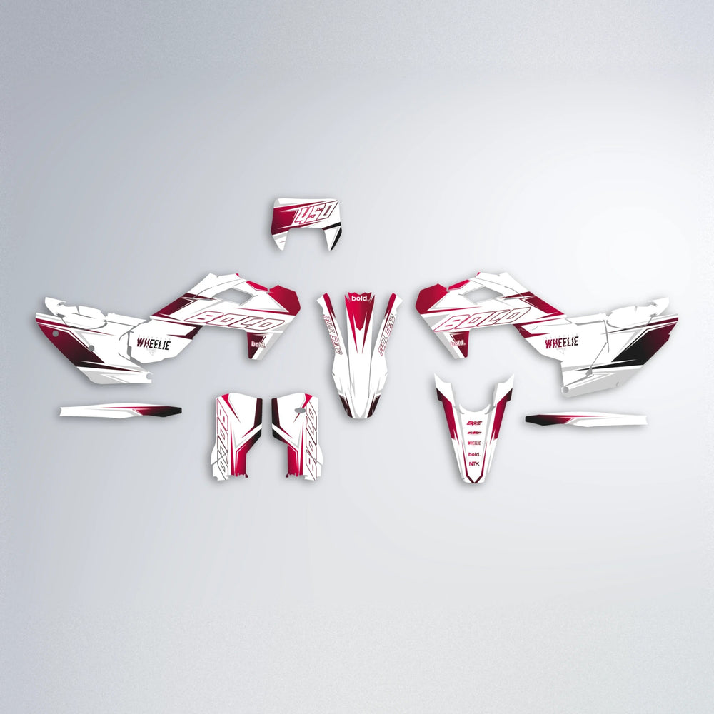 EVO Husqvarna FE/TE graphics kit parts layout in Black & Red