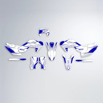 EVO Husqvarna FE/TE graphics kit parts layout in Blue