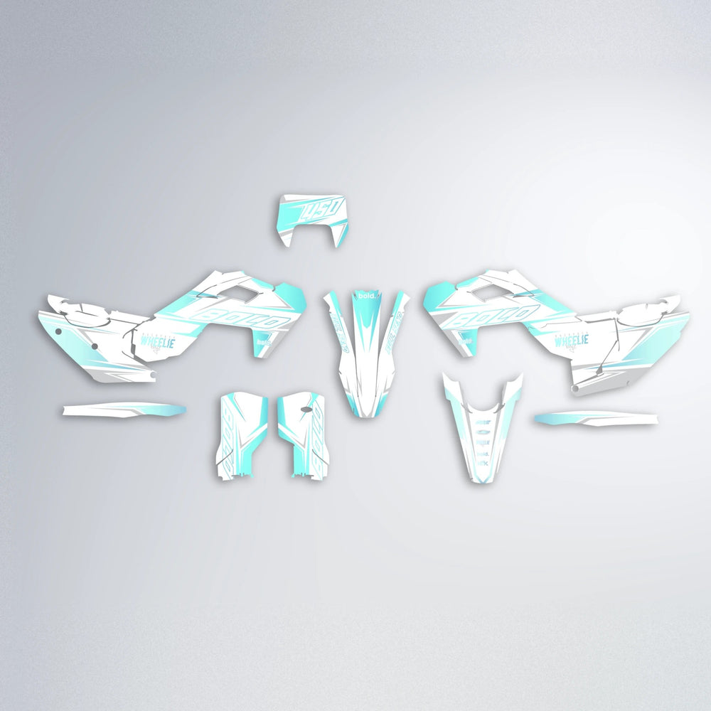 EVO Husqvarna FE/TE graphics kit parts layout in Mint